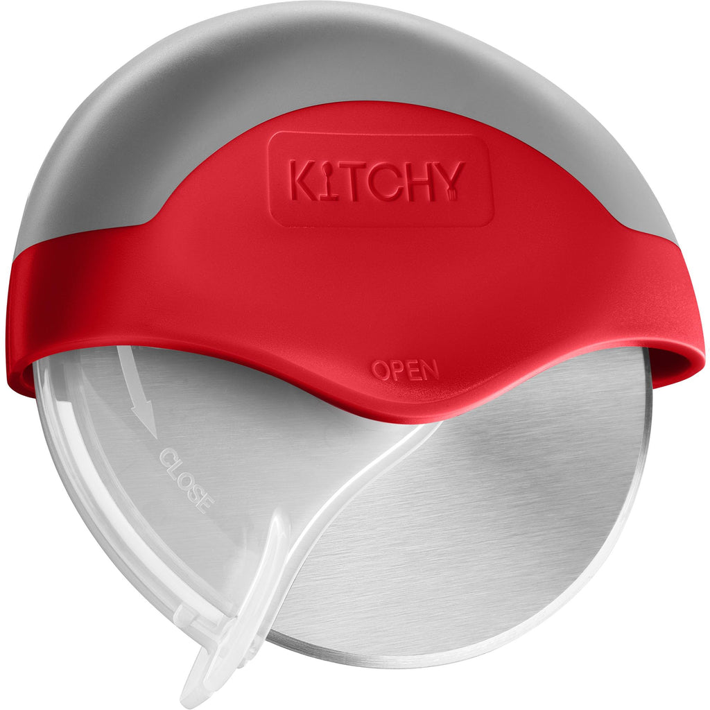 Kitchy Pizza Cutter Wheel with Protective Blade Cover, Ergonomic Pizza Slicer (Blue)