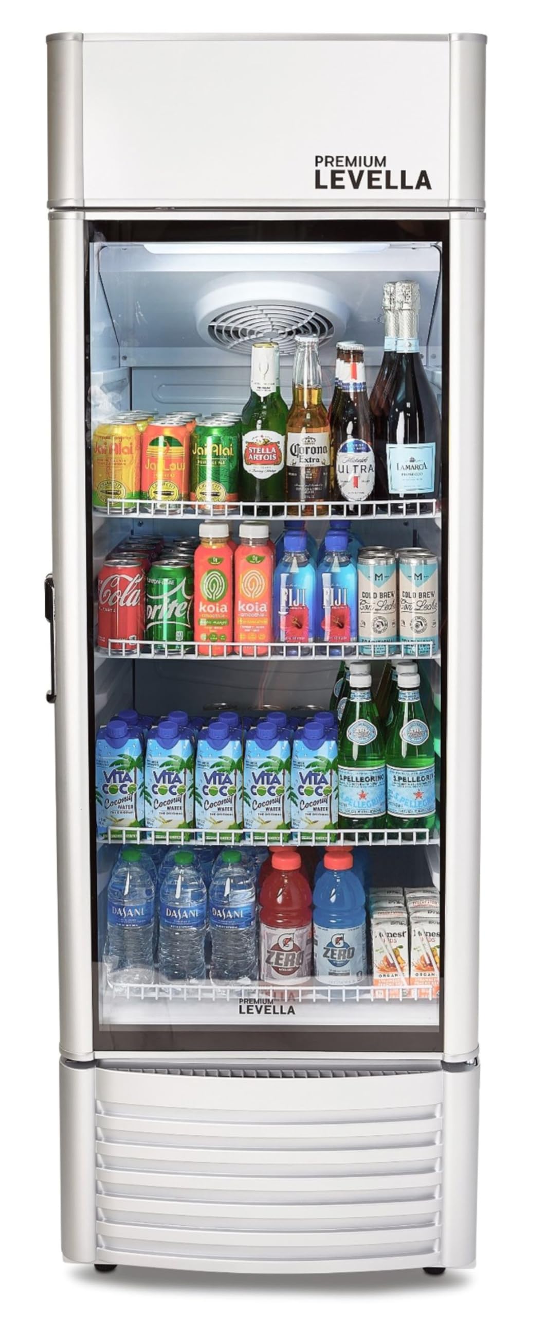 PremiumLevella PRF37DX Glass Door Display Refrigerator 3.1 cu ft Commercial Beverage Cooler Merchandiser - Black