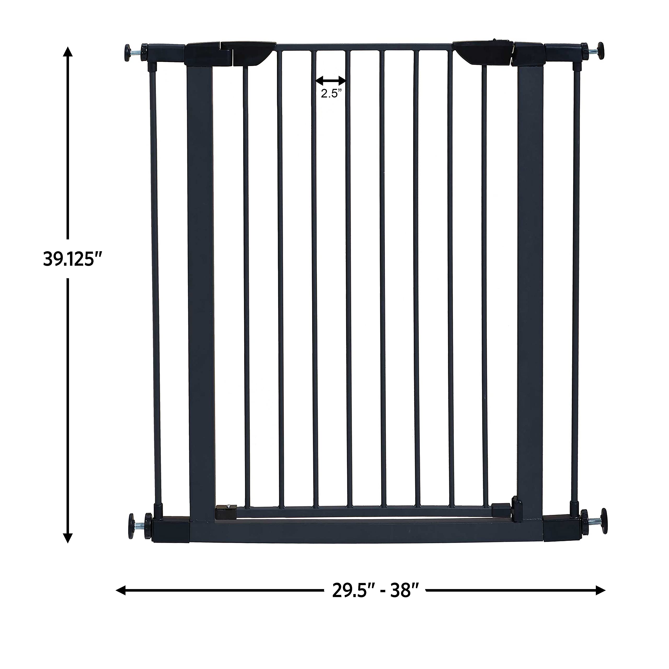 Midwest 29" Walk-Thru Dog Gate, Wooden Door | Steel Frame, Pressure Mounted, Expands 29.5"-38" Wide, Auto-Close Door, Latch Closure, Includes Two 3" Extensions