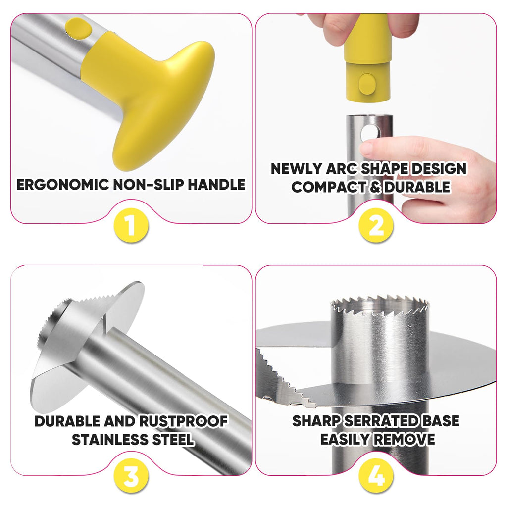 Pineapple Corer, [Upgraded, Reinforced, Thicker Blade] Newness Premium Pineapple Corer Remover, Stainless Steel Pineapple Core Remover Tool for Home & Kitchen with Sharp Blade for Diced Fruit Rings