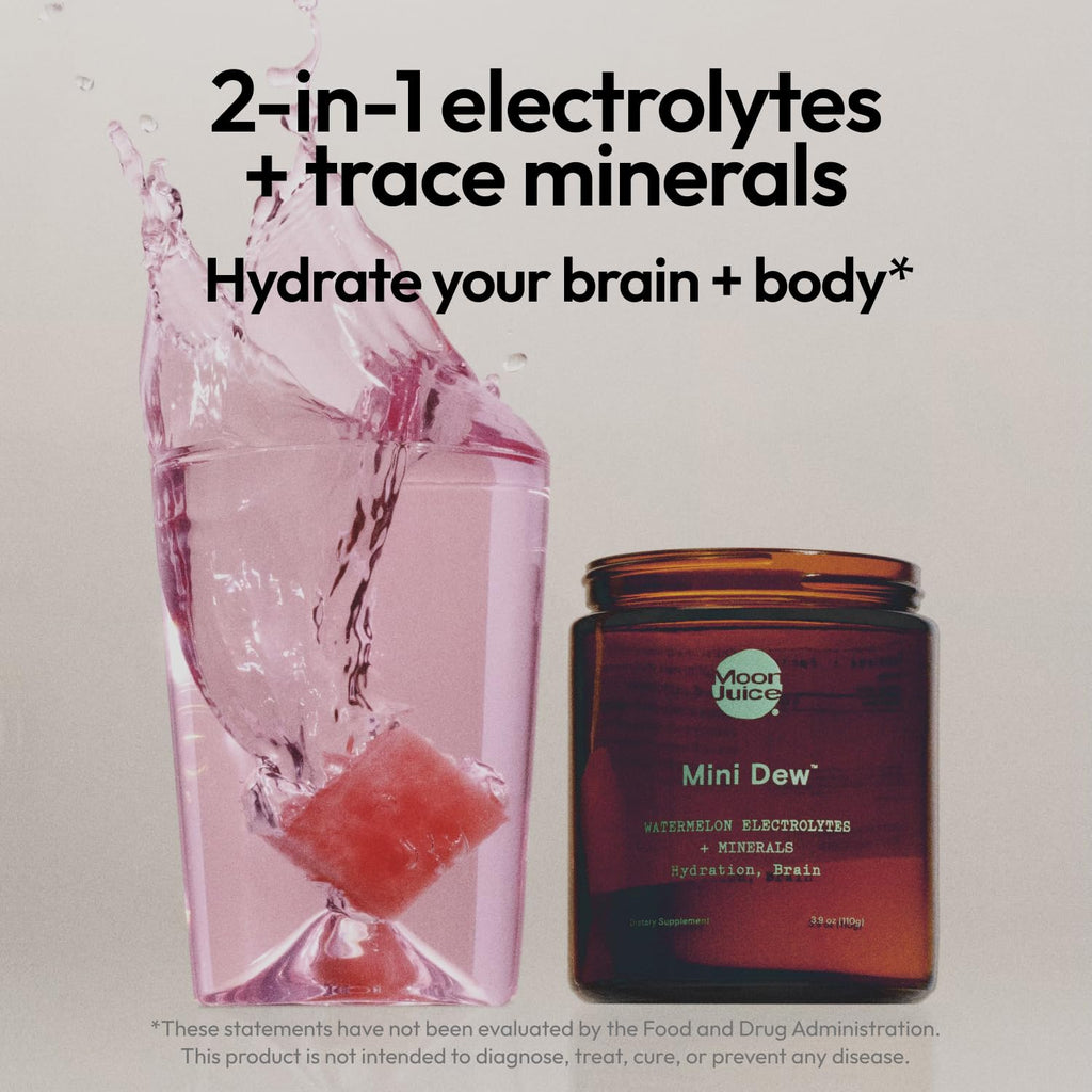 Moon Juice Mini Dew Electrolytes Powder - Sugar Free Minerals & Electrolyte Hydration Powder for Instant Hydration & Brain Support - Magnesium, Calcium, Potassium, Pink Salt, Pomelo, 30 Servings