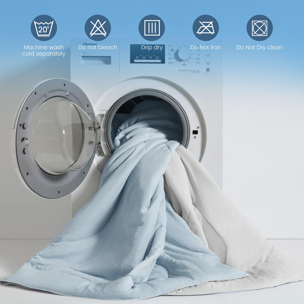 SNOWMAN Cooling Comforter Twin XL Size Double-Sided, Soft Cooling Blanket for Hot Sleepers, Cold Touch Fabric Summer Quilt, Lightweight Q-Max>0.4 Silk Smooth (Blue/Grey, 60"x90")