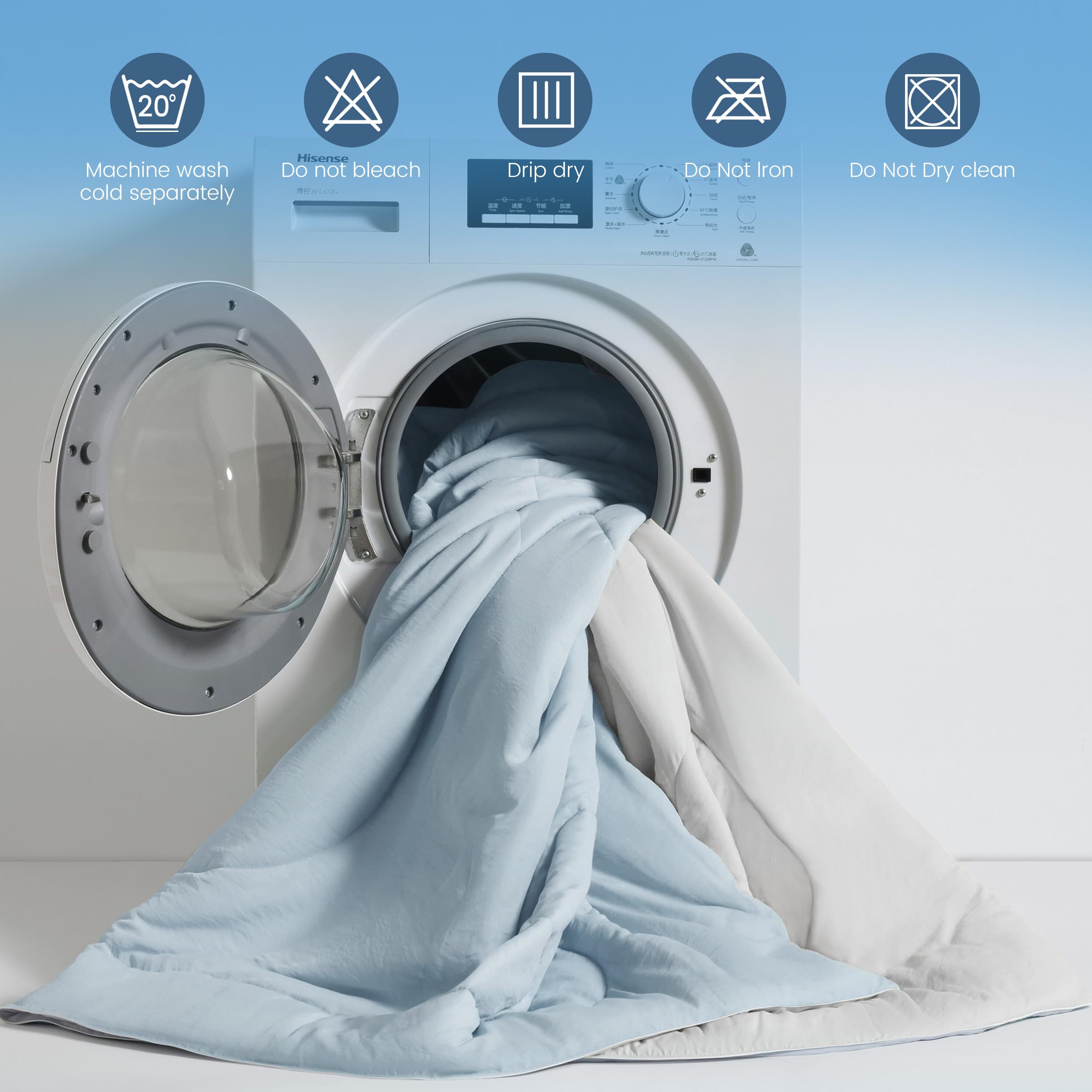 SNOWMAN Cooling Comforter Twin XL Size Double-Sided, Soft Cooling Blanket for Hot Sleepers, Cold Touch Fabric Summer Quilt, Lightweight Q-Max>0.4 Silk Smooth (Blue/Grey, 60"x90")