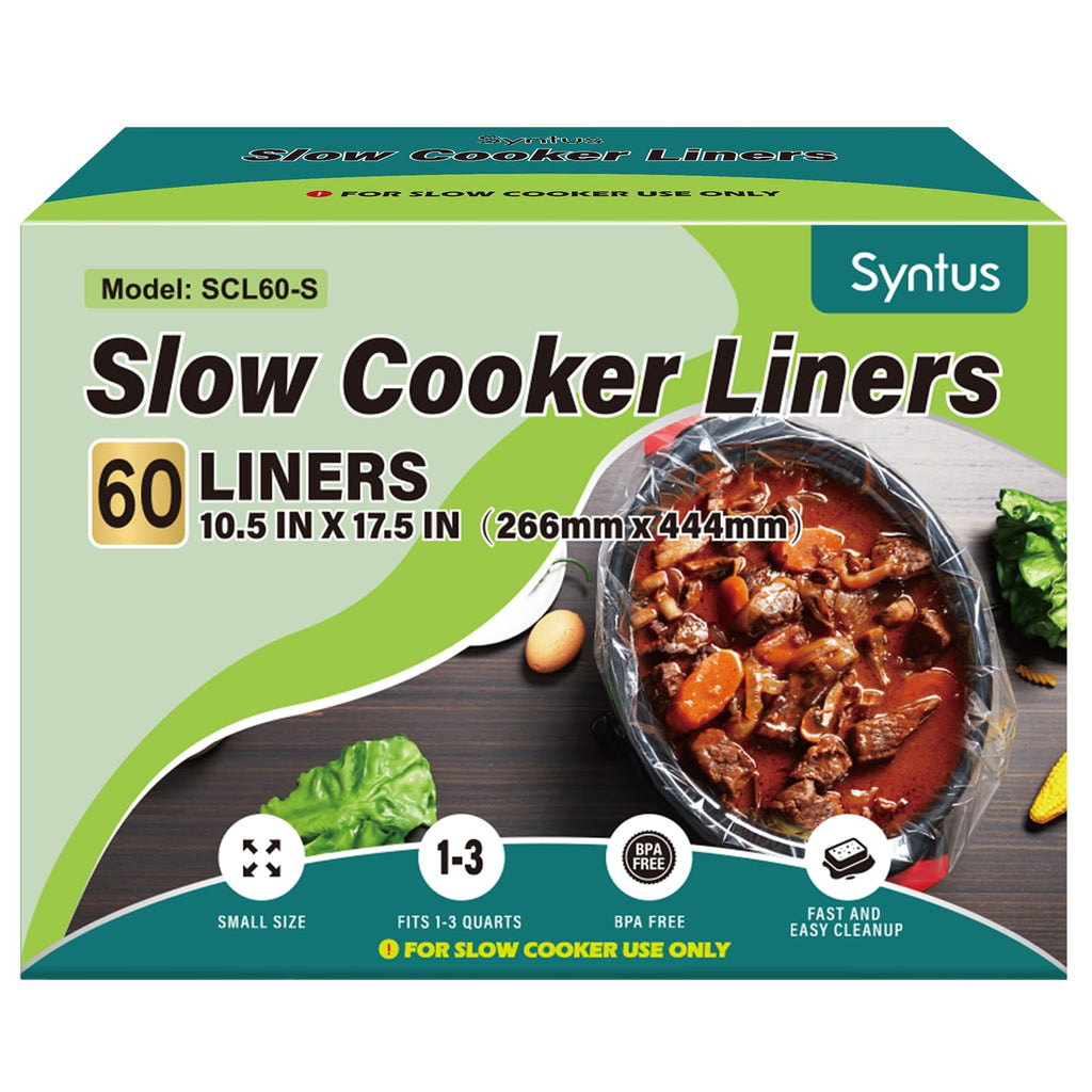 Syntus Slow Cooker Liners, 10 Count Cooking Bags Small Size Disposable Pot Liners Plastic Bags, Fit 1QT to 3QT for Slow Cooker Cooking Trays, 10.5"x 17.5", 10 Liners