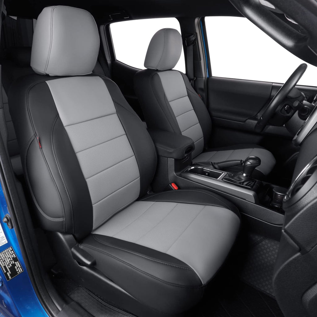 coverdream Front Seat Covers Custom Fit for Toyota Tacoma 2016 2017 2018 2019 2020 2021 2022 2023 SR SR5 TRD Series,Limited Pickup Truck,Breathable Seat Protector,Fit Like A Glove (Gray,2-Pack Only)