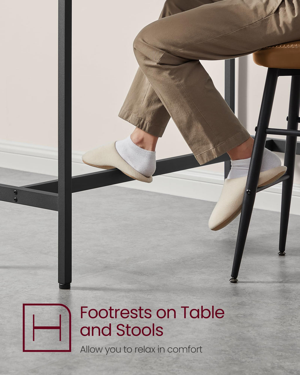 VASAGLE Bar Table, Kitchen Dining Table, High Top Pub Table, Bar Height Cocktail Table for Living Room Party, Sturdy Metal, 15.7 x 39.4 x 35.4 Inches for Narrow Spaces, Ebony Black and Ink Black