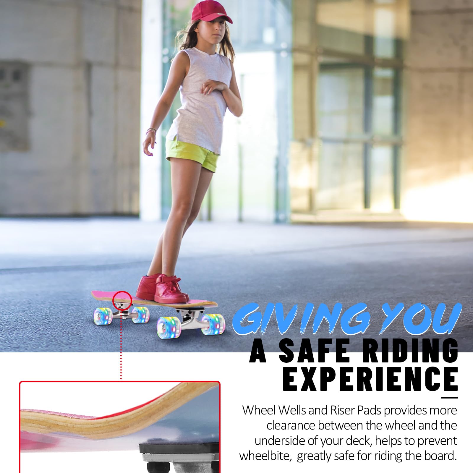 BELEEV Cruiser Skateboards for Beginners, 27 x 8 inch Complete Skateboard for Kids Teens Adults, 7 Ply Canadian Maple Double Kick Deck Concave Skateboard with Skate T-Tool