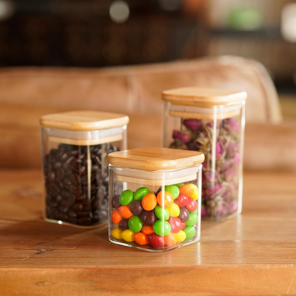 SHOWIN 73oz Glass Pasta Storage Jars, Tall Glass Jars with Bamboo Lids, Spaghetti Container, Set of 3, Kitchen Storage Containers for Pasta, Pantry Organizers