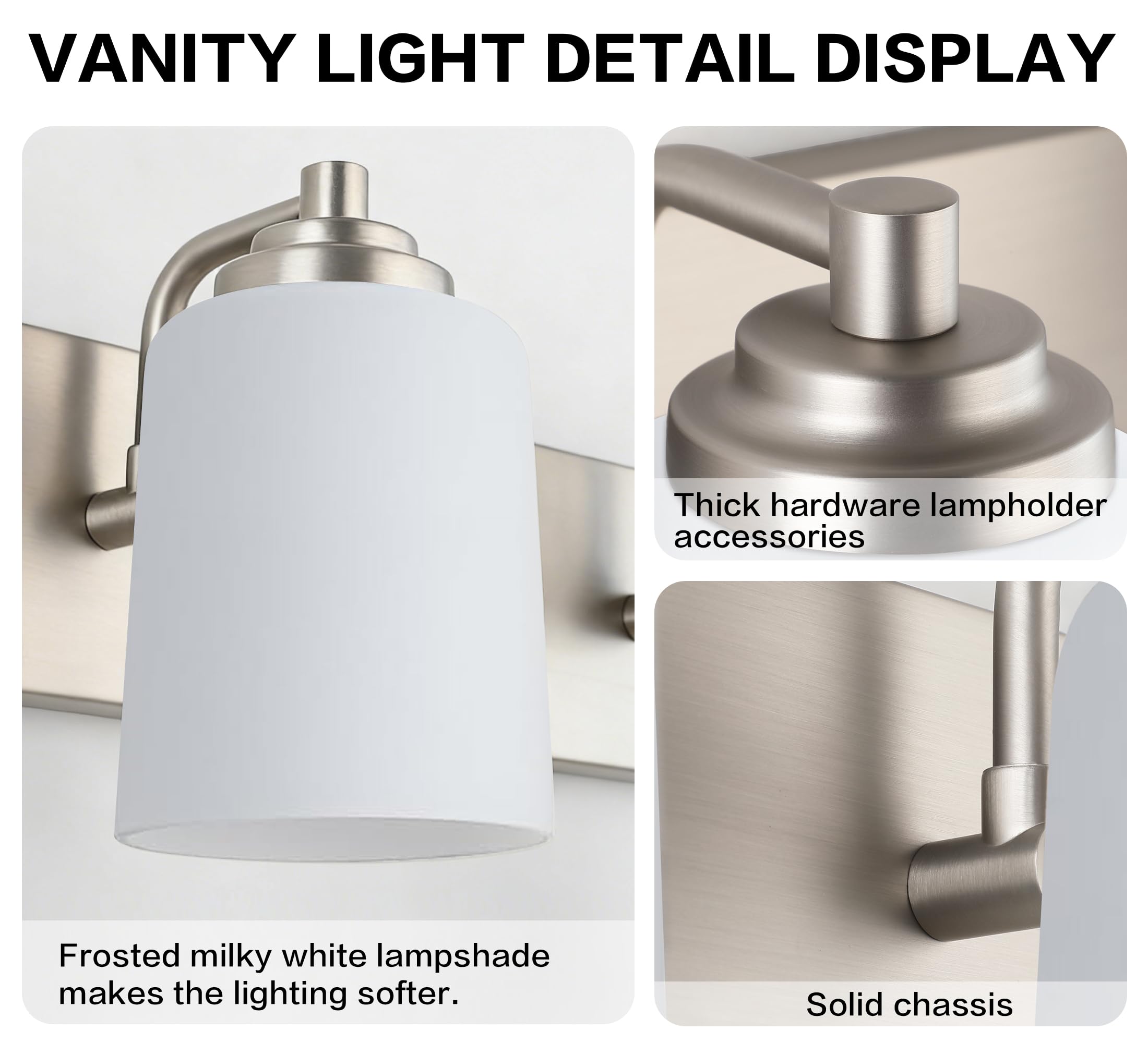 SOLFART 20.1 Inch Black Vintage Bathroom Vanity Light Fixtures Fixtures with Modern Glass Globe Shade Metal Brass Wall Lamp 2 Lights