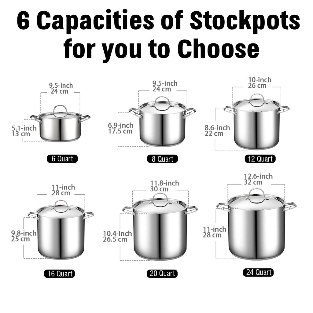 Cooks Standard Classic 6 Quart Stock Pot with Lid, Stainless Steel Dutch Oven