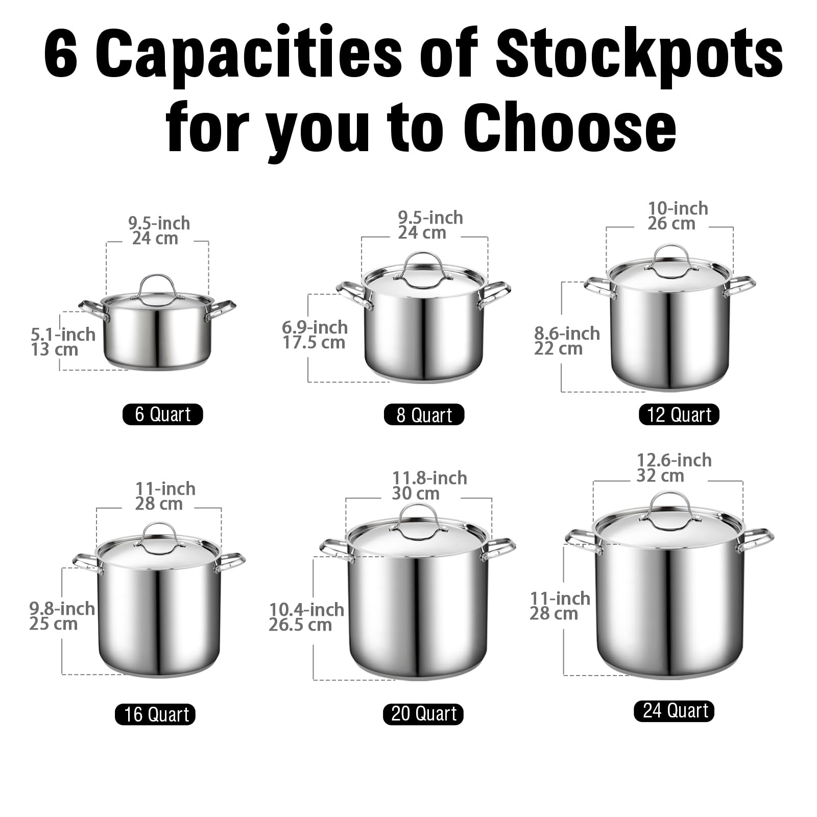 Cooks Standard Classic 6 Quart Stock Pot with Lid, Stainless Steel Dutch Oven