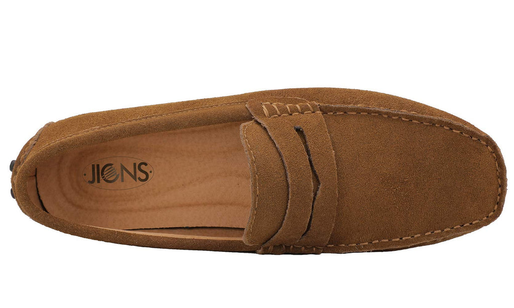 JIONS Mens Driving Penny Loafers Suede Moccasins Slip On Casual Dress Boat Shoes