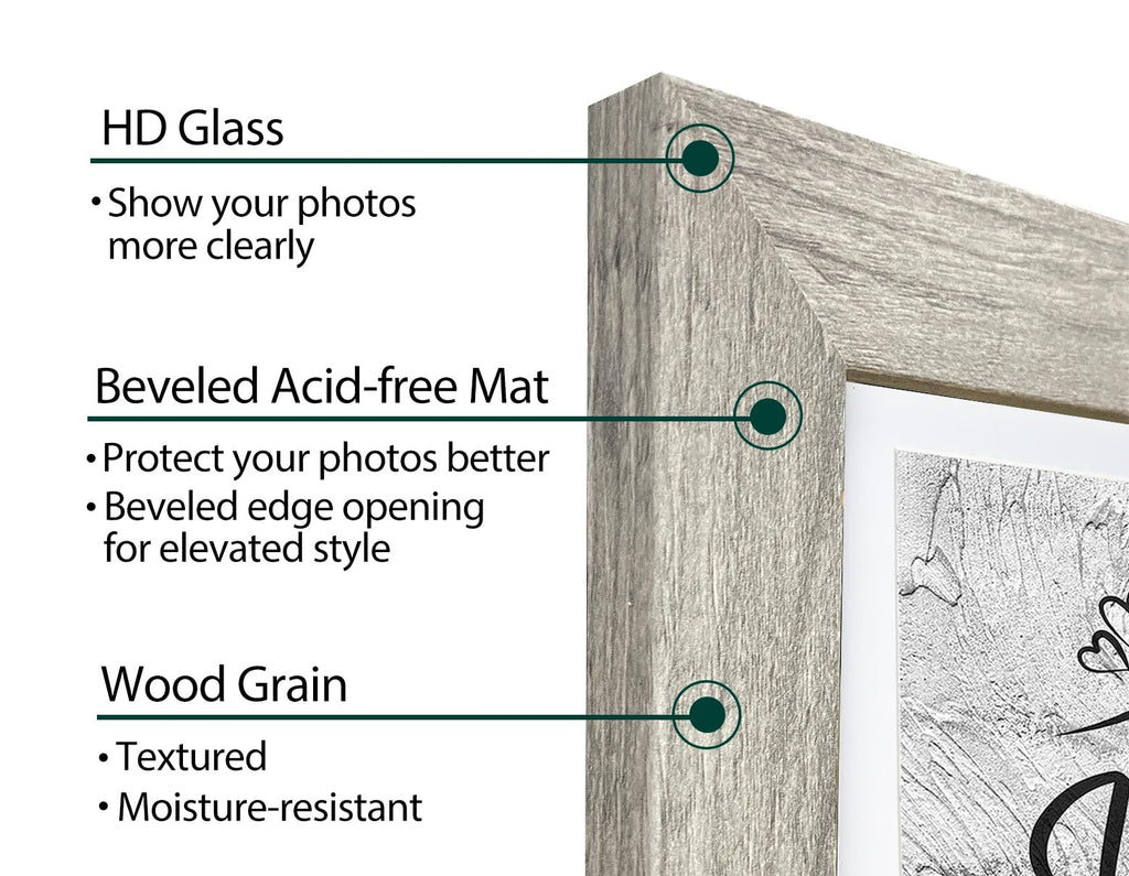 Califortree Black 11x14 Picture Frame - Display Photos 8x10 with Mat or 11x14 Without Mat - HD Glass Inside, Set of 2