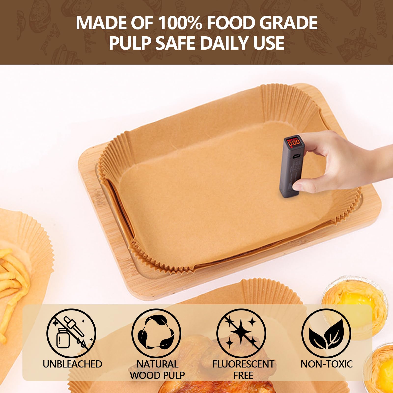UBeeize 2lb Loaf Pan Liners, 100 PCS Loaf Pan Liners for Baking Bread 9x5, Non-Stick Bread Pan Liners, Pre-formed Rectangle Paper for Bread and Cakes