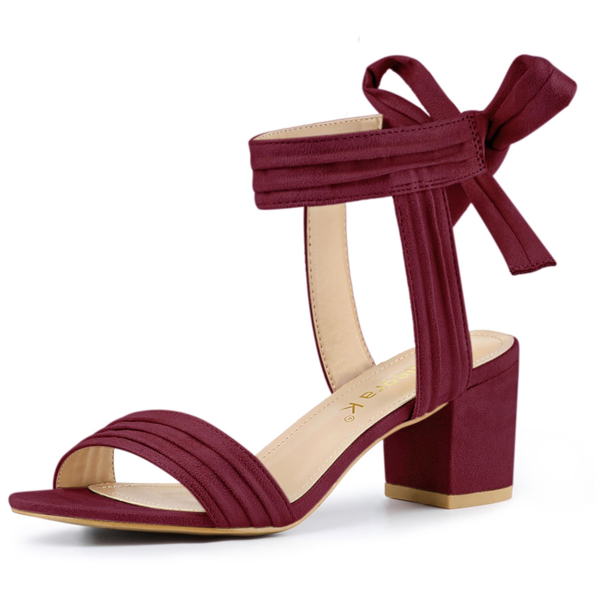 Allegra K Women's Open Toe Ankle Tie Back Block Heels Sandals