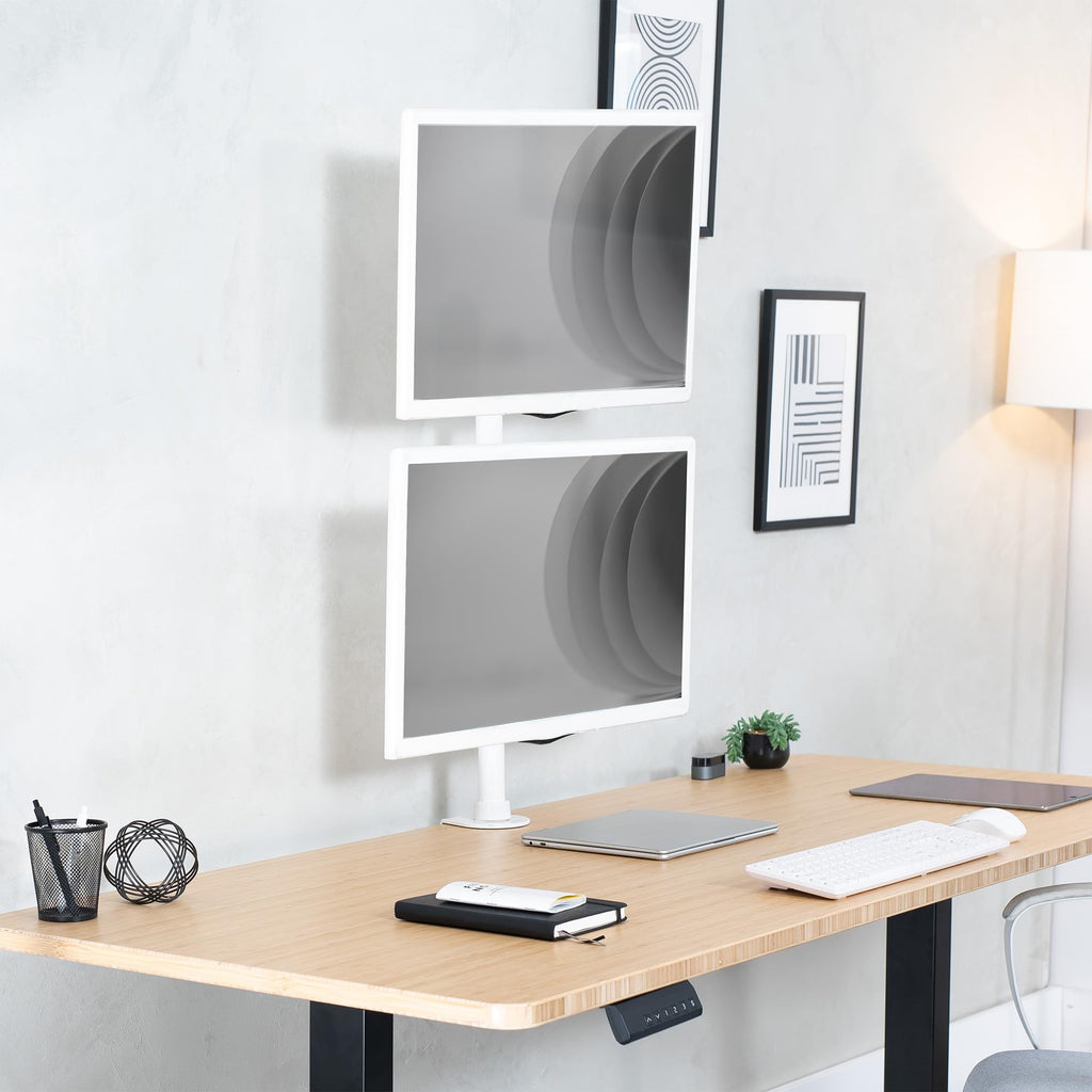 VIVO Dual Monitor Desk Mount Stand with Height Adjustment and VESA Plates for 2 LCD Ultrawide Screens up to 34 inches, Stacked Array, STAND-V002R