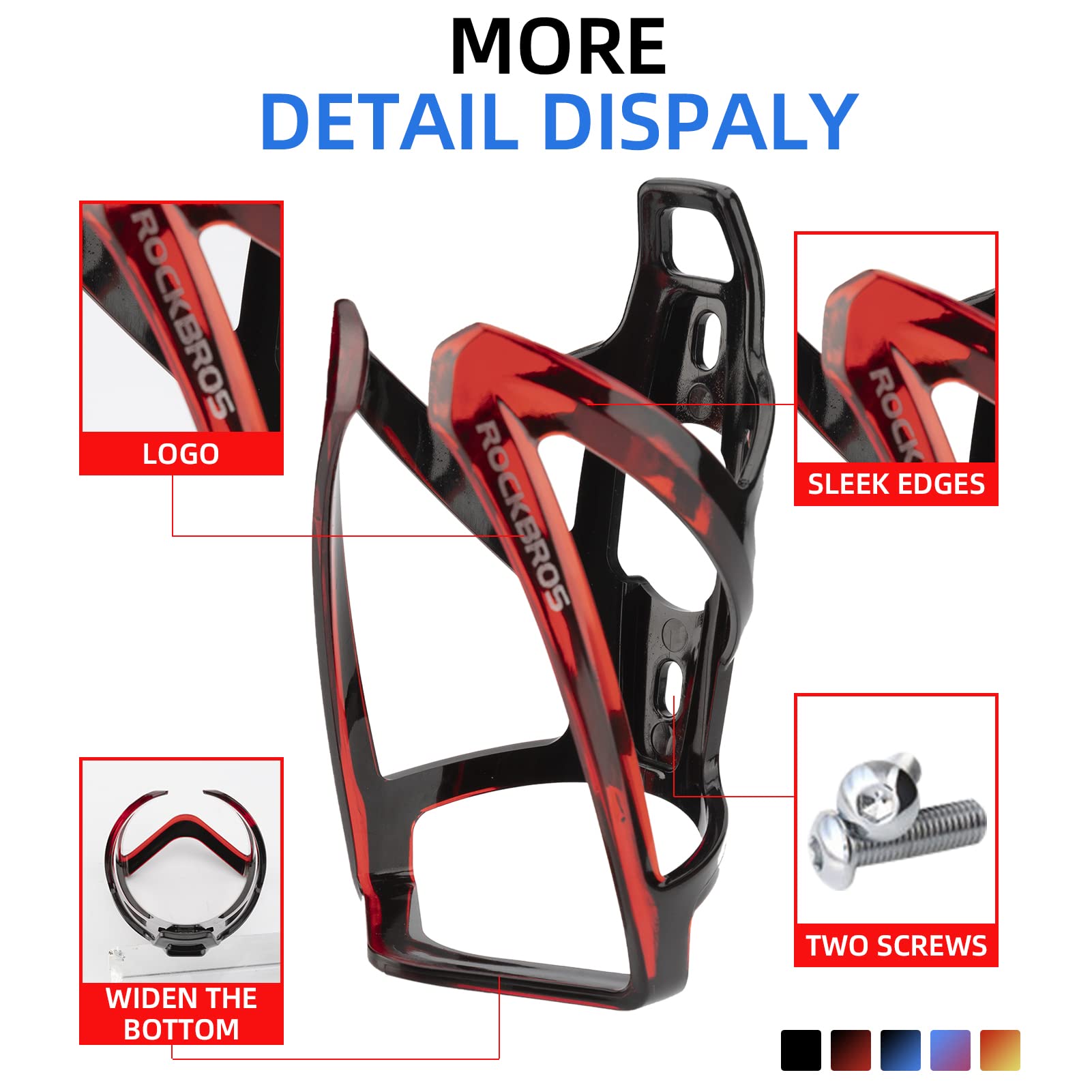 ROCKBROS Bike Water Bottle Holder Ultra-Light Bicycle Bottle Cages with Screws Tool, Universal Bike Cup Holder Rack for Road MTB Bikes…