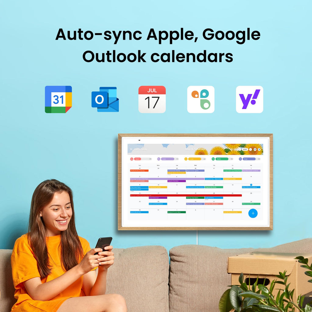 Apolosign 27-inch Digital Calendar & Smart Family Wall Planner, No Subscription, Calendar & Dashboard Dual-Mode System, Shared Touchscreen Display with Calendar Sync, Chore Charts & Family Scheduling Hub, Wall Mount Included (Black)
