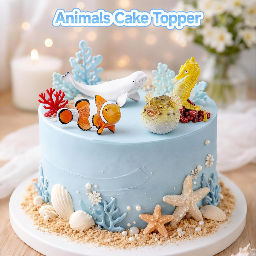Toymany 10PCS 5-6" L Realistic Shark Bath Toy Figurines, Plastic Ocean Sea Animals Figures Set Includes Great White Shark Cake Toppers Christmas Birthday Gift for Kids Toddlers