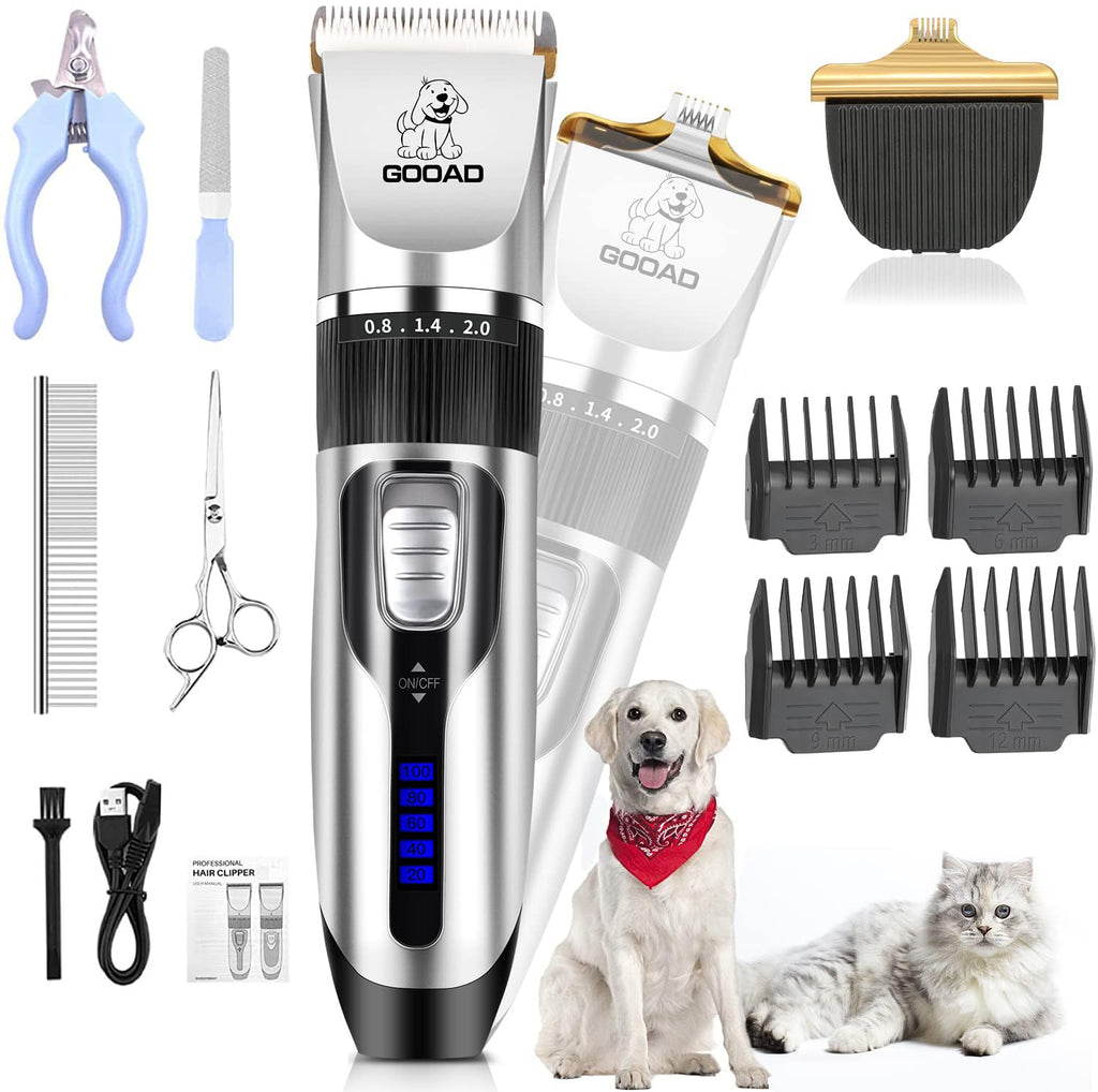 Dog Clippers Grooming Kit and Paw Trimmer,Cordless,Low Noise, Electric Quiet,Rechargeable, Dog Trimmer Grooming, Pet Hair Clippers for Thick Coats,Shaver for Small and Large Dogs Cats(Black)