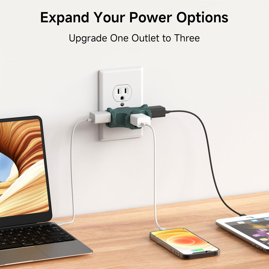 [ETL Listed] Cable Matters 3-Pack 3 Way Plug Adapter 15A 1875W, 3 Prong 3 Outlet Adapter, Power Splitter Plug Outlet, 3 Way Electrical Splitter, Black