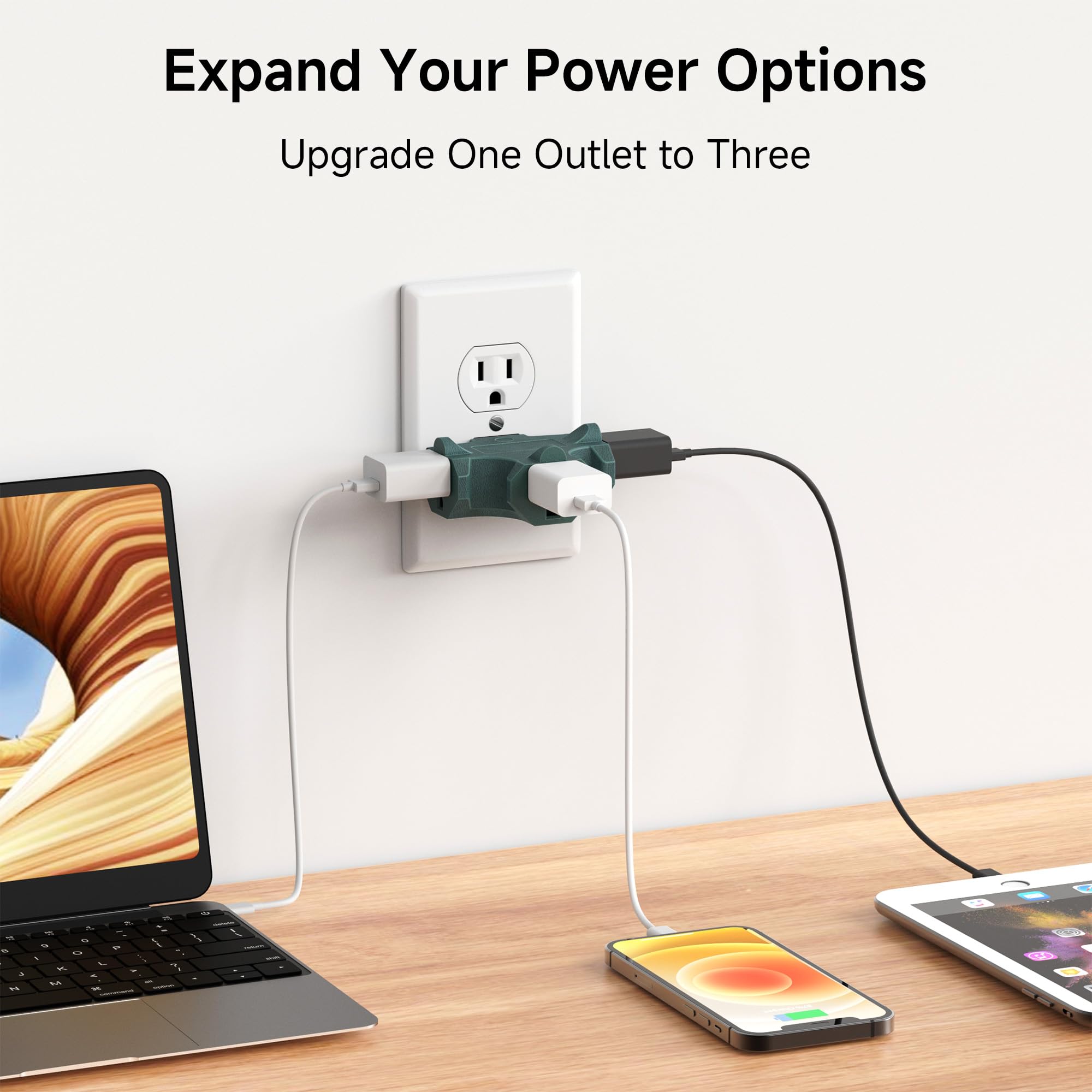 [ETL Listed] Cable Matters 3-Pack 3 Way Plug Adapter 15A 1875W, 3 Prong 3 Outlet Adapter, Power Splitter Plug Outlet, 3 Way Electrical Splitter, Black
