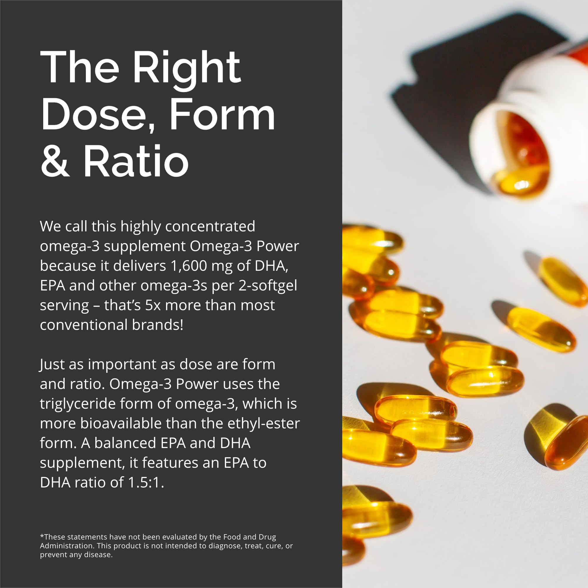 BRAINMD Omega-3 Power - 60 Capsules - Joint & Immune Support Supplement - Contains DHA & EPA - Gluten Free - Dr Amen - 30 Servings