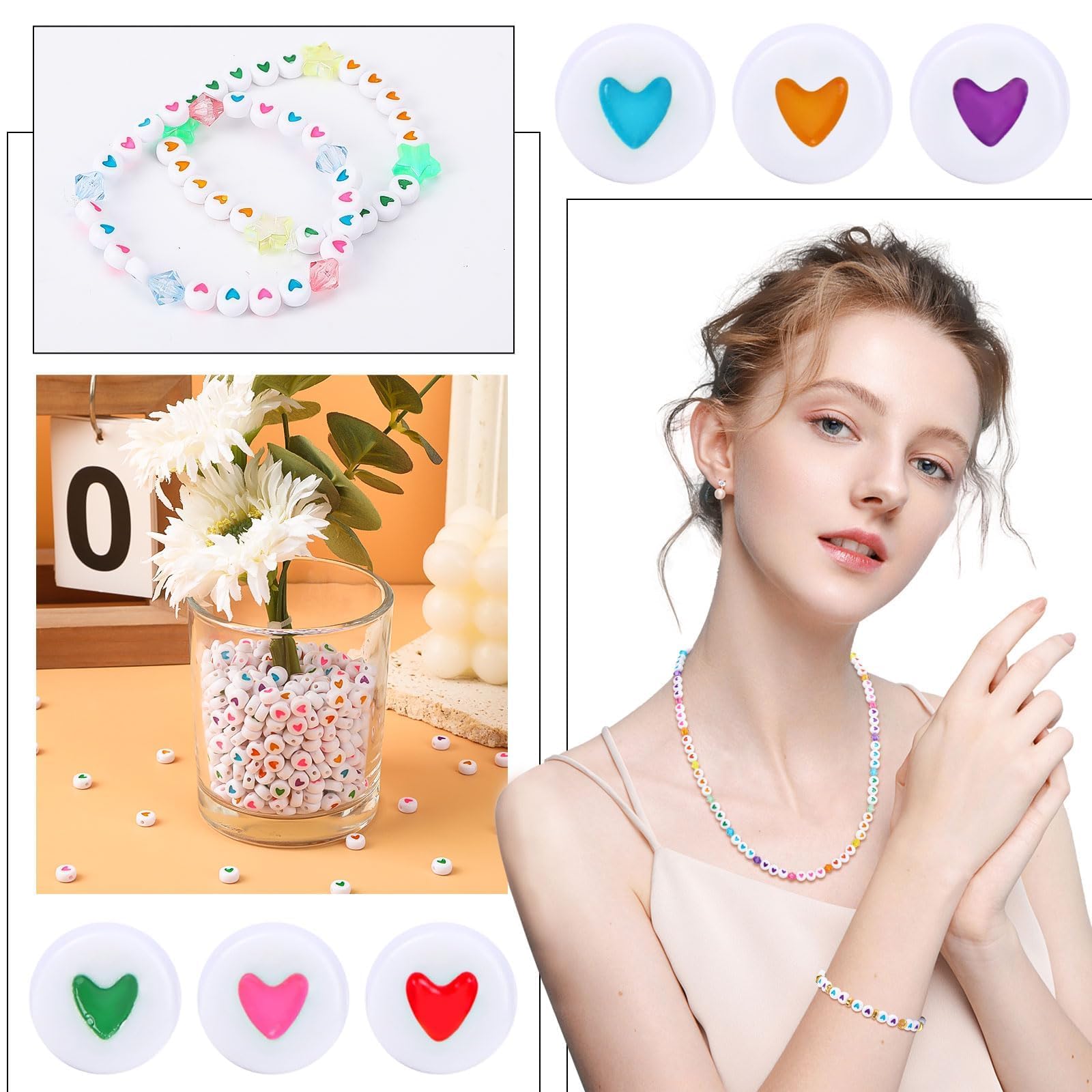 Augshy 700PCS White Letter Beads Alphabet Beads for Making DIY (6mm) | Premium Acrylic Cube Shape, Ideal Bracelets and Keychains, Large Hole Design for Easy Paracord Threading