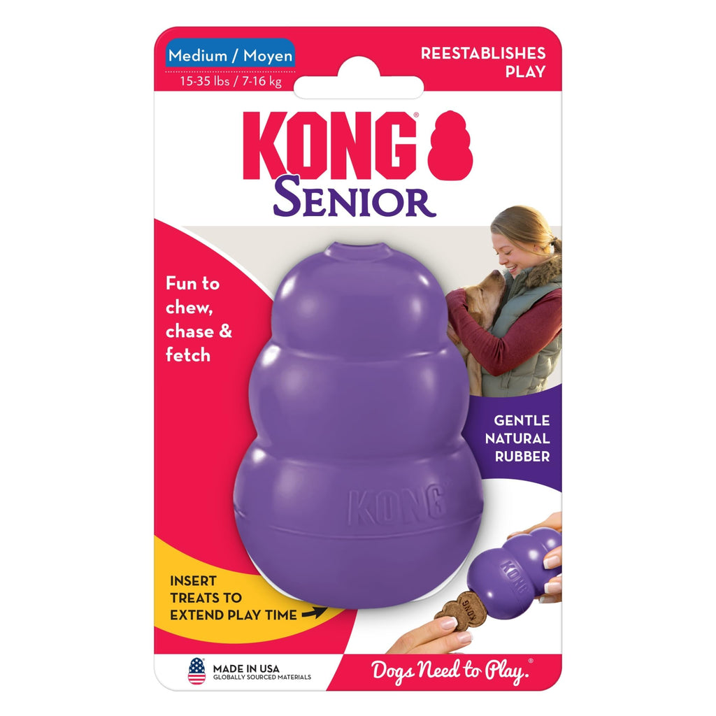 KONG Senior - Dog Toy with Gentle, Natural Rubber - Durable Dog Toy for Older Dogs - Use Treats with Stuffable Chew Toy - Treat Toy for Chewing & Fetching - for Small Dogs