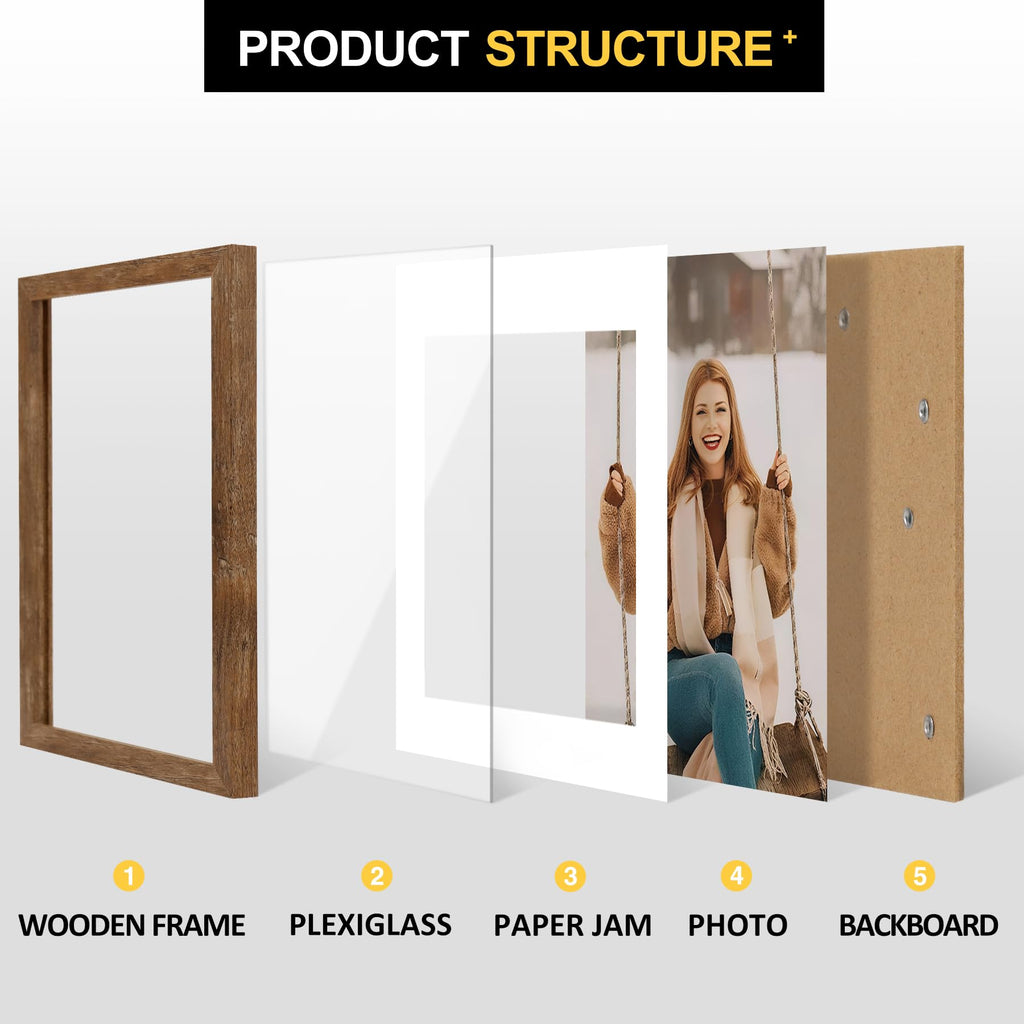 TOFOREVO Picture Frames 4x4 Set of 2 Black Wood Grain Photo Frame for Gallery Wall Mounting or Tabletop Display