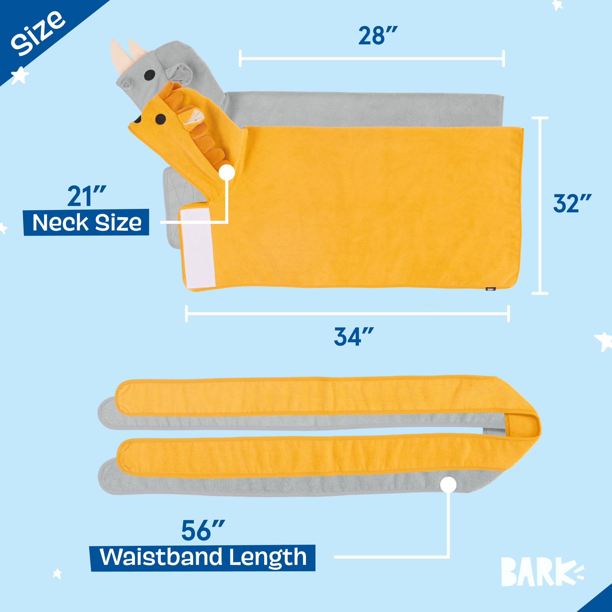 Barkbox Dog Bathrobe Fast Drying with Hook and Loop Closure & Wrap Tie Snuggle, Cute Dogs Clothes, Easy to Clean, Machine Washable, Dog Coats and Tumble Dry Low - Bunny, Medium