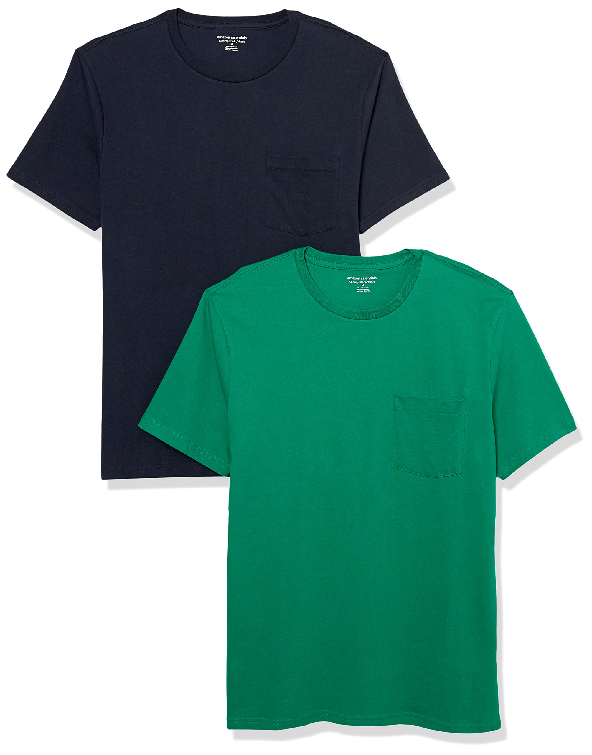 Amazon Essentials Men's Short-Sleeve Crewneck Pocket T-Shirts, Pack of 2