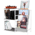 HYCFYJR Record Player Stand, 3-Tier Vinyl Record Storage, Turntable Stand with Now Playing Holder, Vinyl Display for Living Room, Grey & White