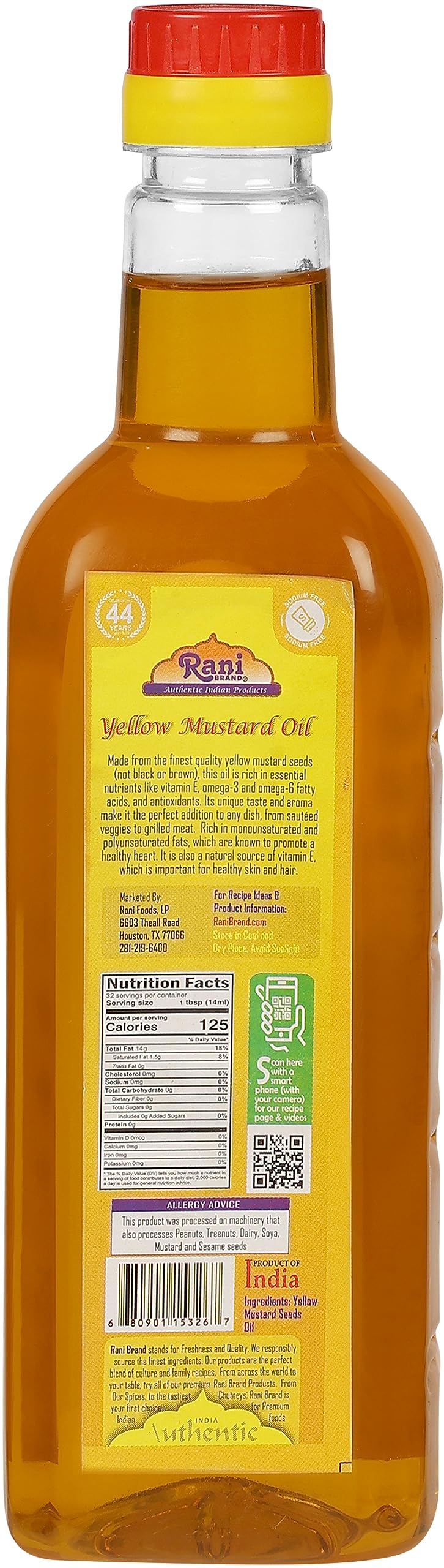 Rani Premium Oils Combo Set of 3 - Peanut Oil, Mustard Oil, Sesame Oil 16.9 Ounce (500ml) ~ Cold Pressed | 100% Natural | Kosher | NON-GMO | Vegan | Gluten Free