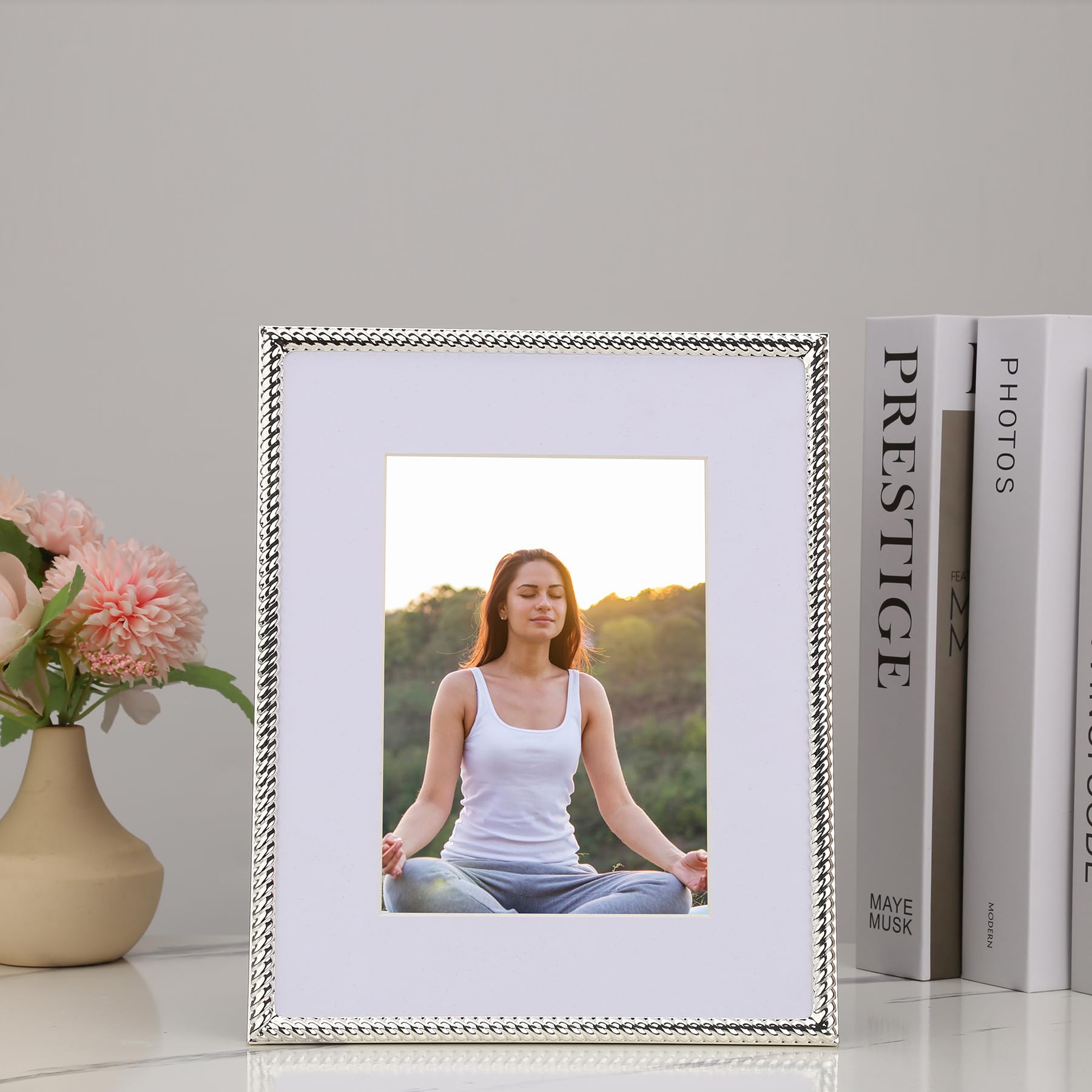 4x4 Gold Rope Design Metal Picture Frame With Mat for 3x3'', Premium Velvet Backing Real Glass Front Desktop & Wall Display Elegant Home Decor