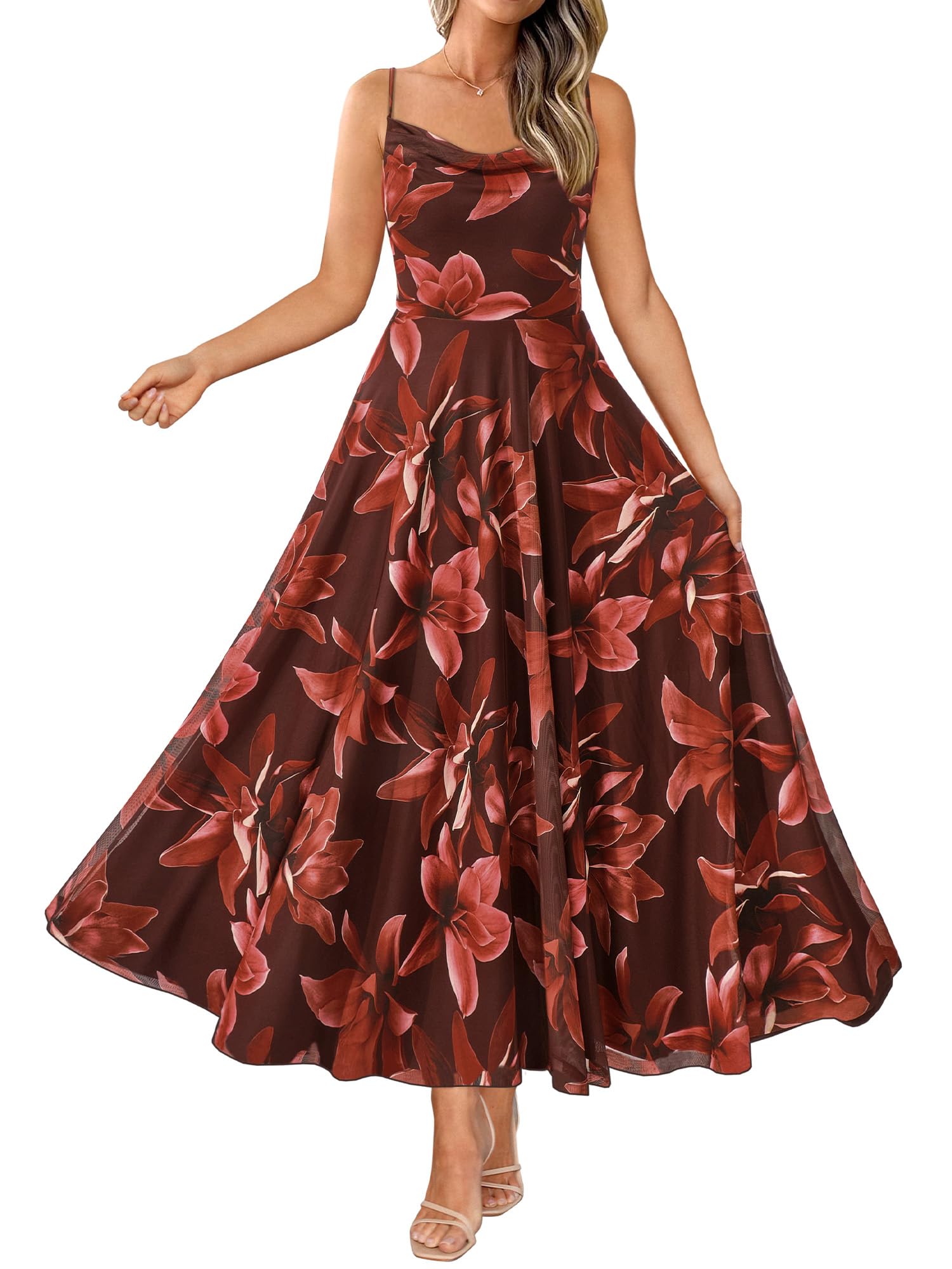 BTFBM Women Summer Floral Maxi Dresses Elegant Spaghetti Strap Dress Printed Party Dress Beach Long Dresses