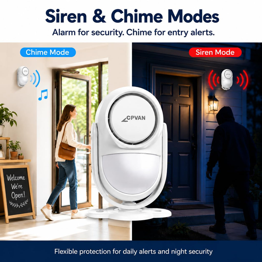 CPVAN WiFi Motion Sensor Alarm, 125dB Smart PIR Motion Detector with Phone App Alerts, Wireless Indoor Home Security Alarm System with Remote, 2.4GHz WiFi, Black