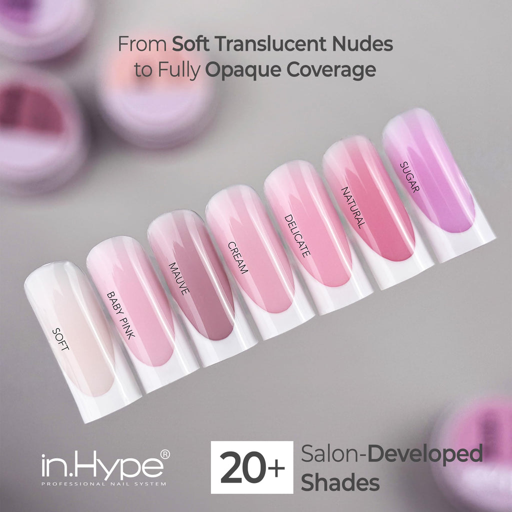 IN.HYPE UV/LED Professional Hard/Builder Gel for Nail Extension/Strengthening/Overlays File Off (Baby Pink #3)