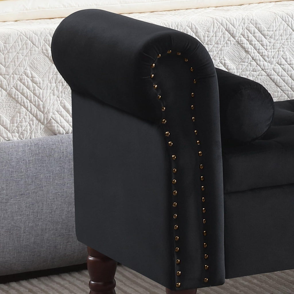 Storage Bench for Bedroom, 67" End of Bed Bench King Size, Velvet Bedroom Bench with Storage, Upholstered Tufted Storage Ottoman Benches with Arms for Bedroom, Entryway, Living Room, Beige