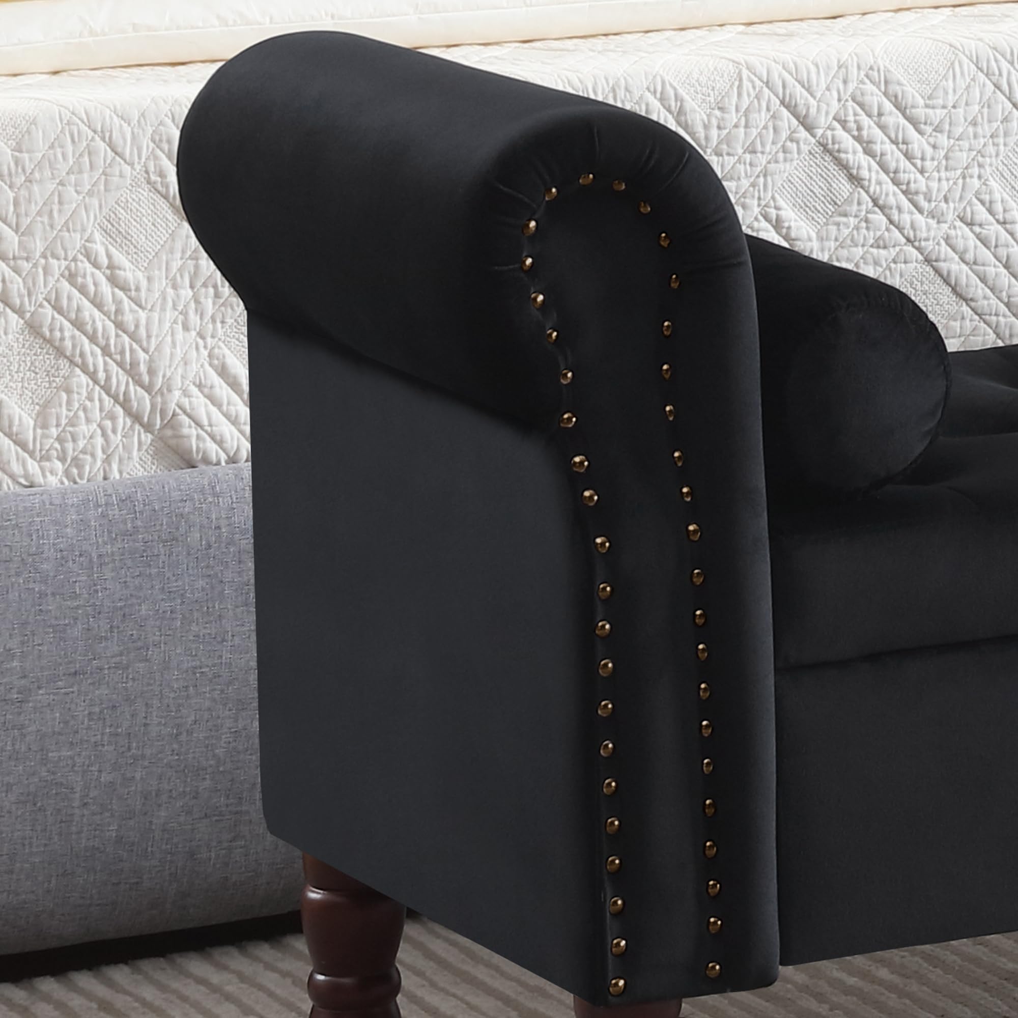 Storage Bench for Bedroom, 67" End of Bed Bench King Size, Velvet Bedroom Bench with Storage, Upholstered Tufted Storage Ottoman Benches with Arms for Bedroom, Entryway, Living Room, Beige