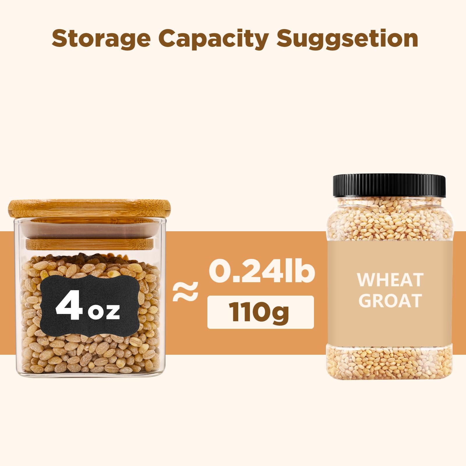 SHOWIN 73oz Glass Pasta Storage Jars, Tall Glass Jars with Bamboo Lids, Spaghetti Container, Set of 3, Kitchen Storage Containers for Pasta, Pantry Organizers