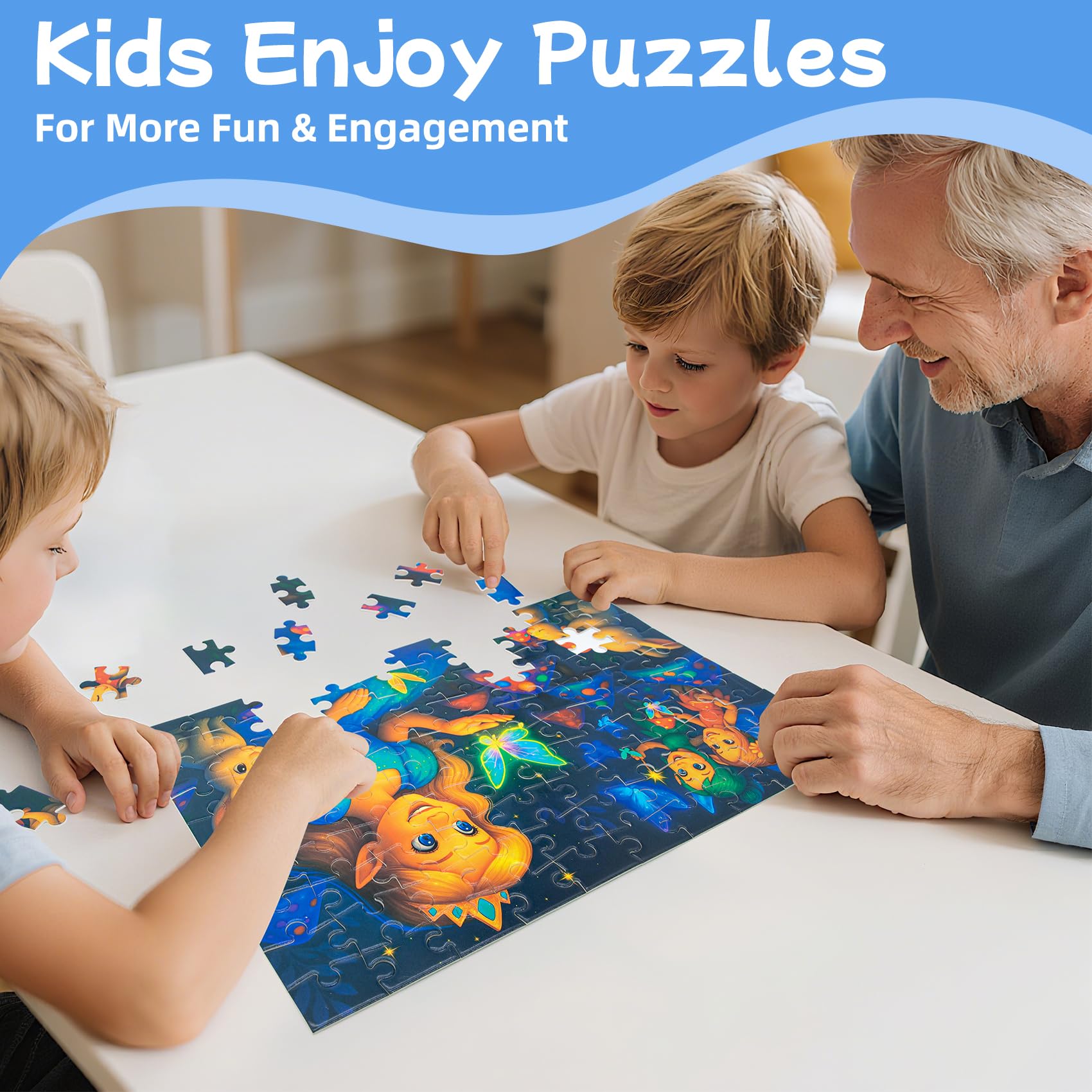 100 Piece Puzzles Rainbow Dinosaur Puzzle for Kids Ages 4-8 8-10, 100 Piece Jigsaw Puzzle for Children Learning Educational Puzzles Toys Birthday Gifts for Girls Boys, Dinosaur