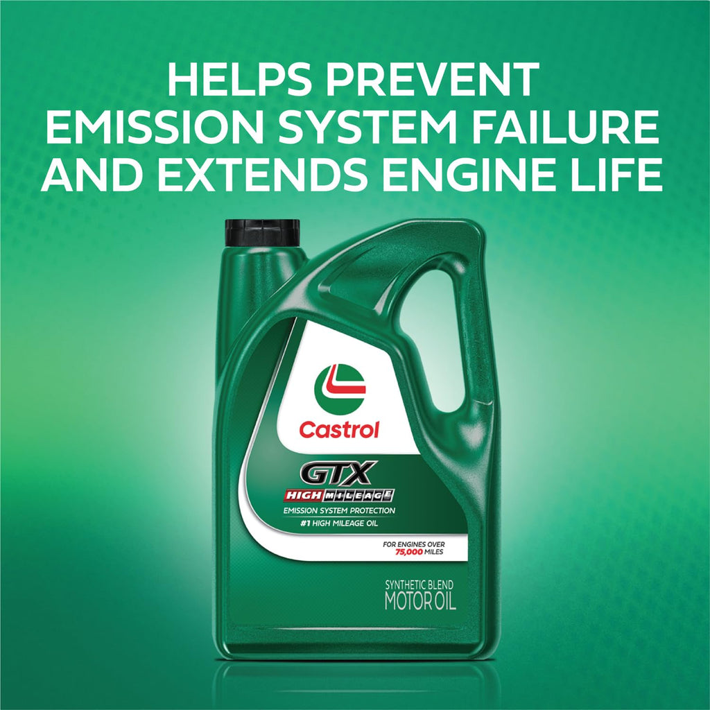 Castrol GTX High Mileage 5W-30 Synthetic Blend Motor Oil, 1 Quart, Pack of 6