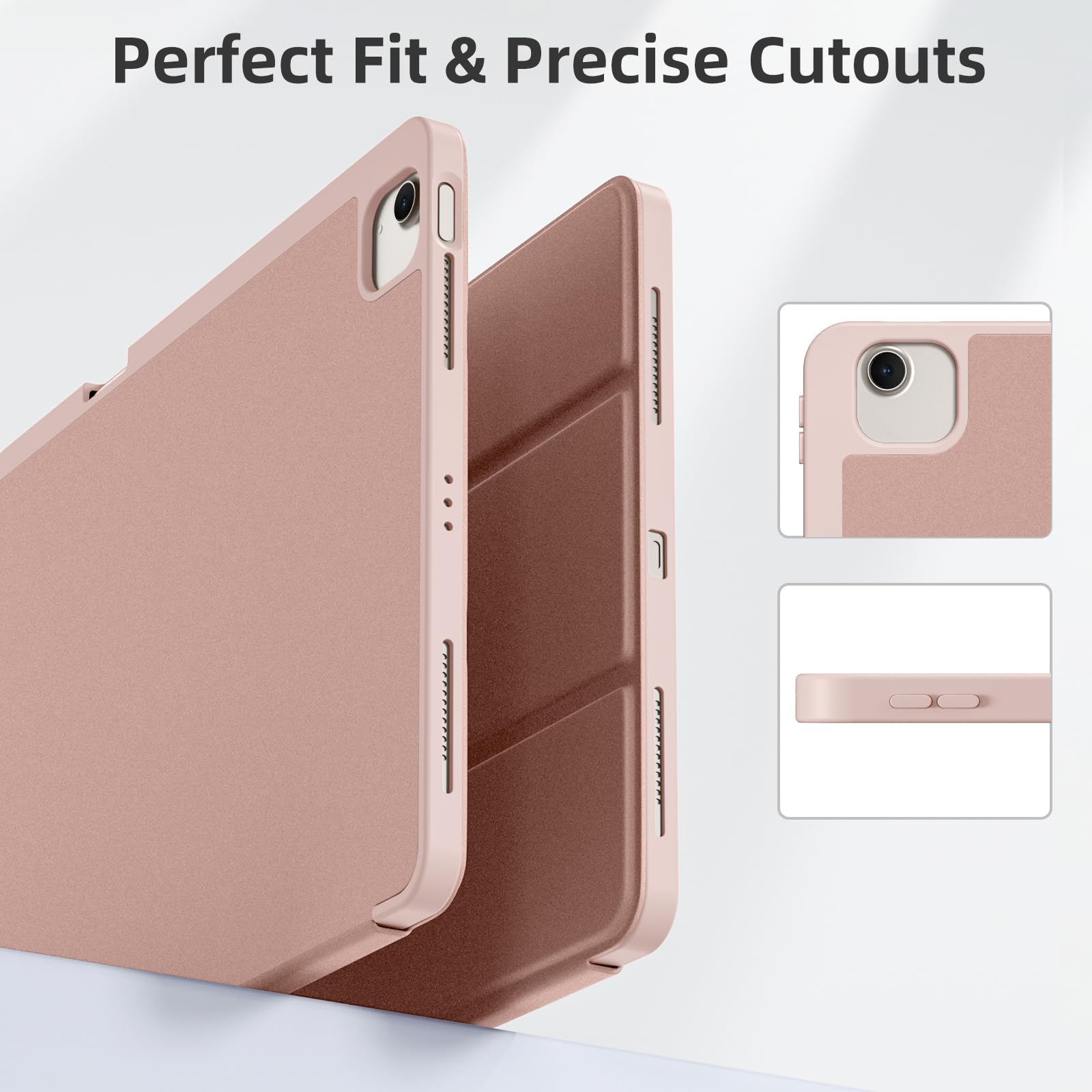 Akkerds Compatible for iPad Air 13 Inch Case (M4/M3/M2) 2026/2025/2024 with Pencil Holder, Trifold Stand Protective Cover/Soft TPU Back for iPad Air 13 Case, Supports Touch ID, Auto Wake/Sleep, Black