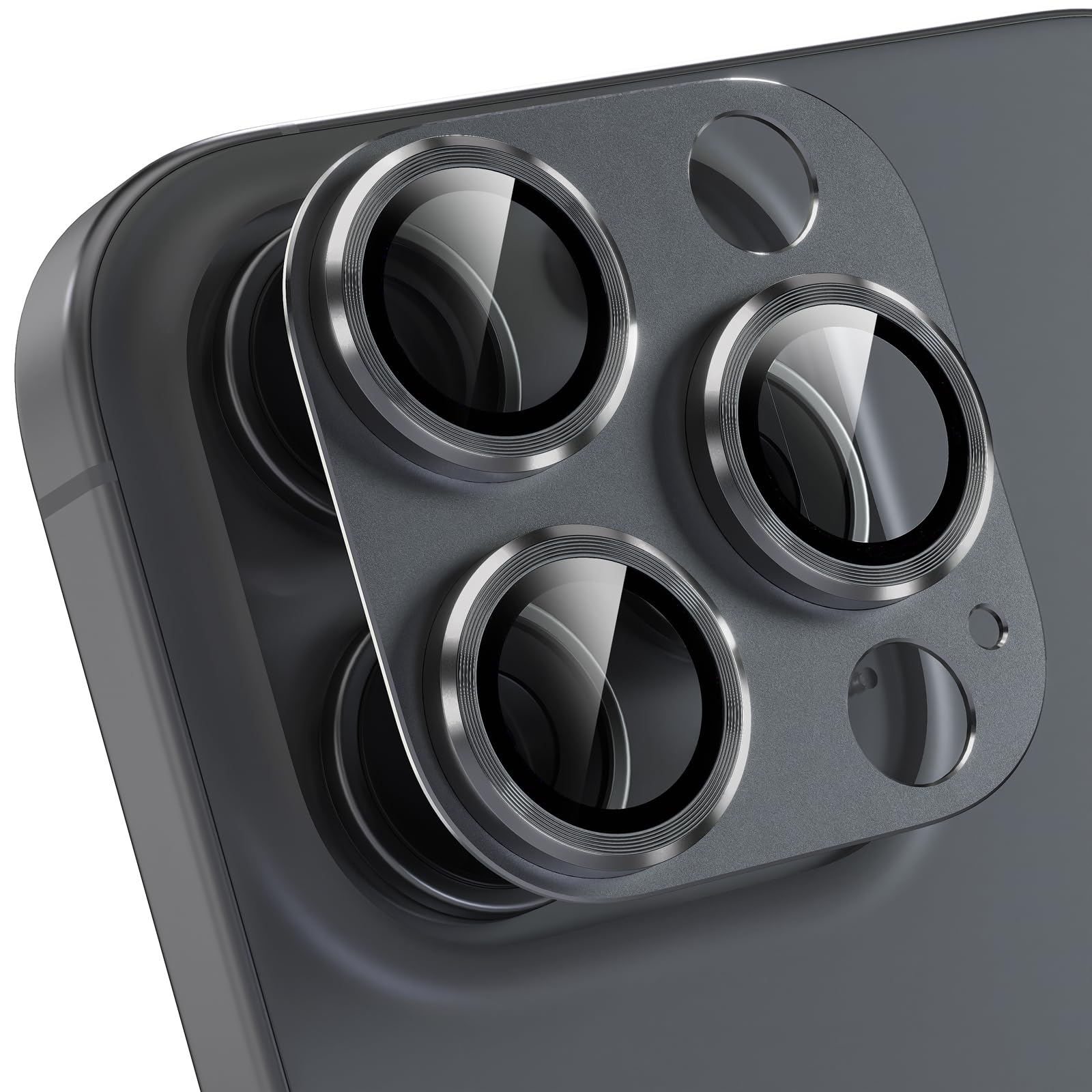 Choiche Compatible for iPhone 16 Pro/iPhone 16 Pro Max Camera Lens Protector, Bling Camera Cover with 9H Tempered Glass Lens Screen Protector Metal Ring Decoration Accessories(Black)