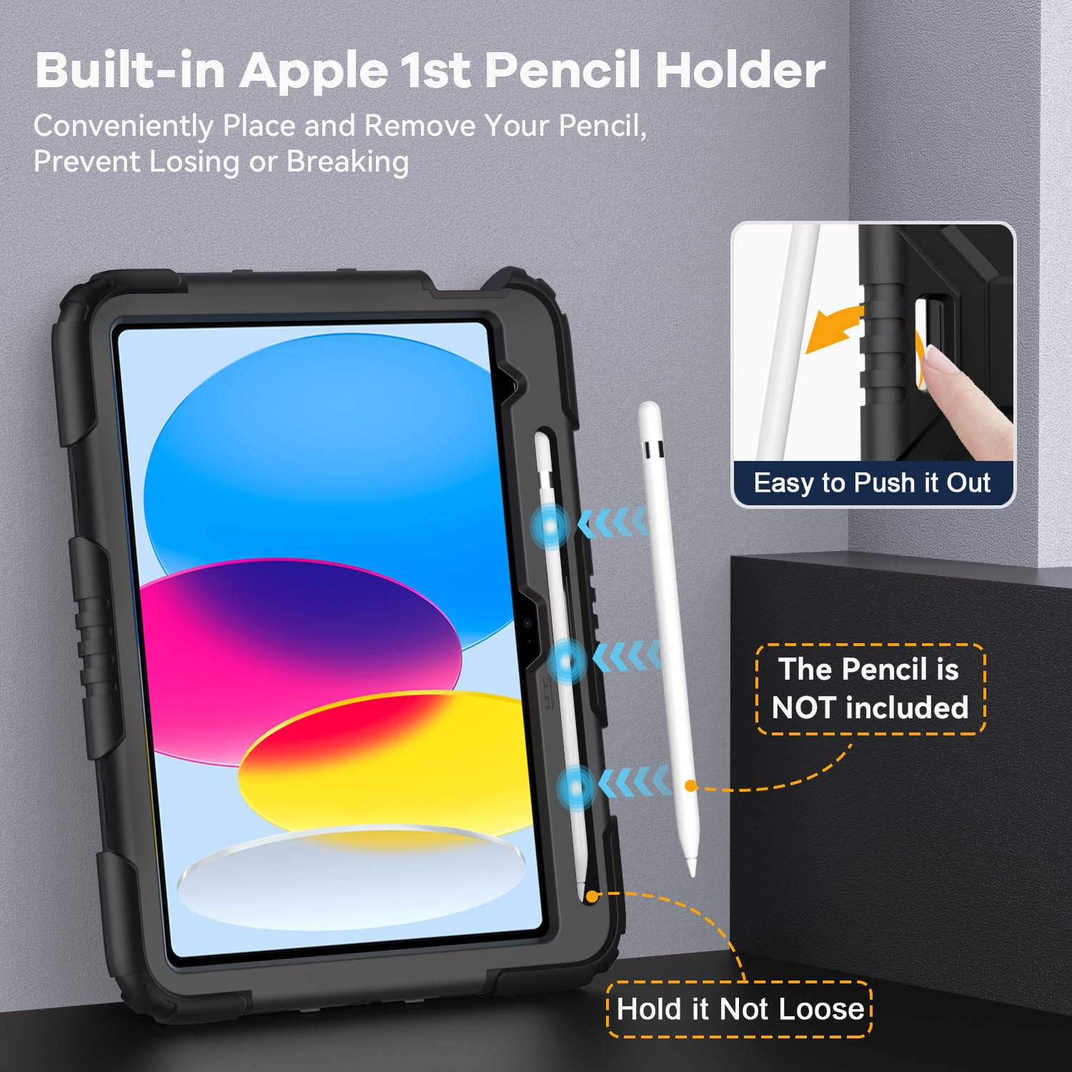 OKP Case for iPad 9th/ 8th/ 7th Generation (2021/2020/2019), Heavy Duty 10.2 inch iPad Shockproof Rugged Protective Cover with Built-in Stand, Hard iPad 9 8 7 Gen Cases for Kids Girls Boys, Black