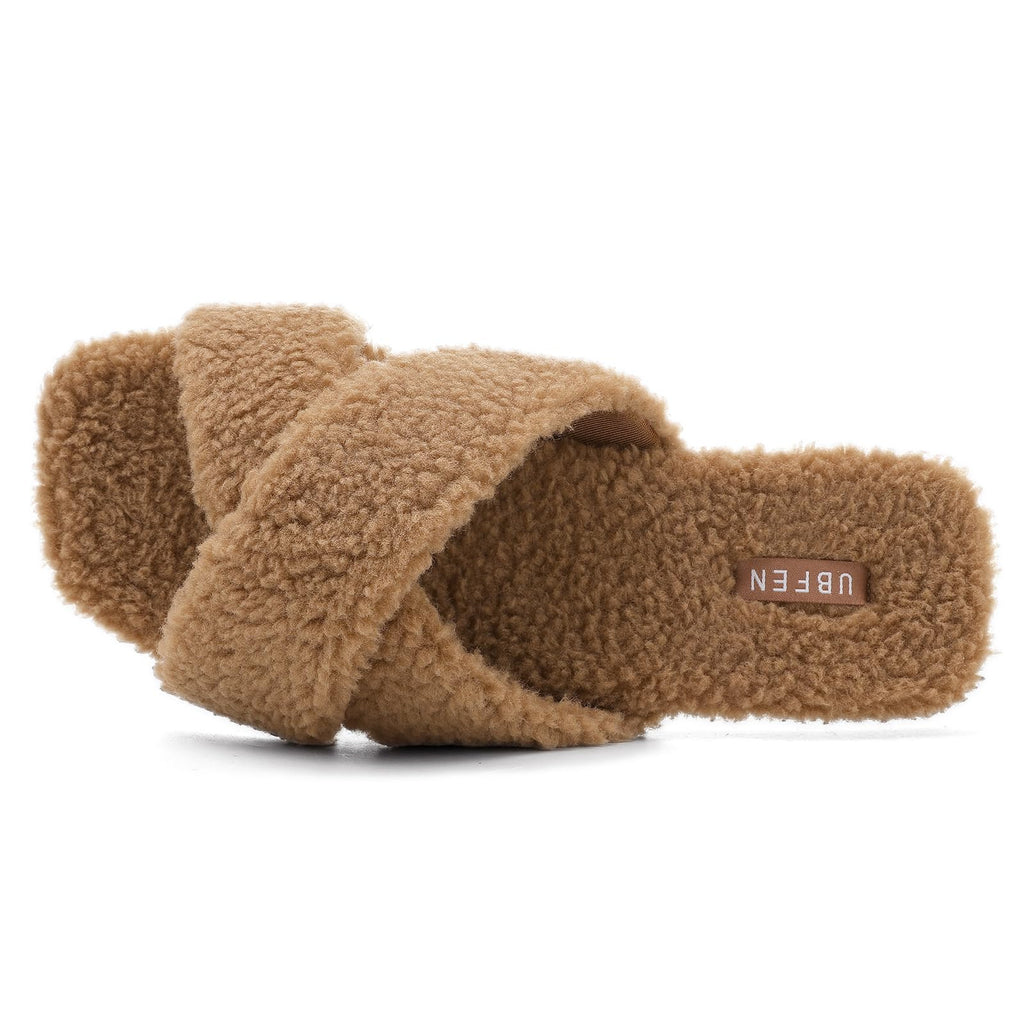 UBFEN Womens Mens Slippers Memory Foam Comfort Fuzzy Plush Lining Slip On House Shoes