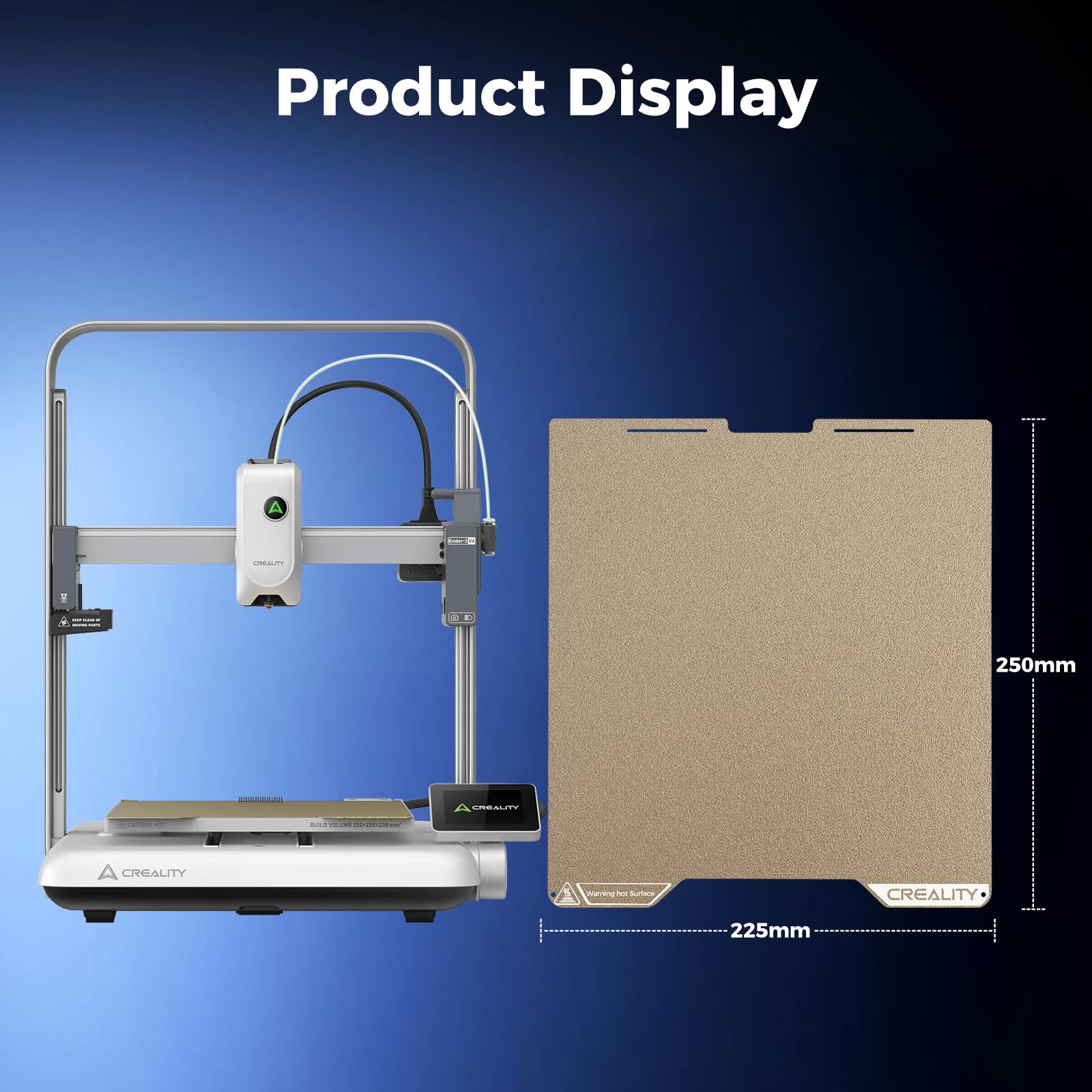 Creality Ender 3 V4 Build Plate, Original PEI Printing Plate Kit 225*250mm, Flexible Spring Steel Magnetic Platform Plate, Easy Print Removal, Heat Resistant For Creality Ender 3 V4 Combo 3D Printer