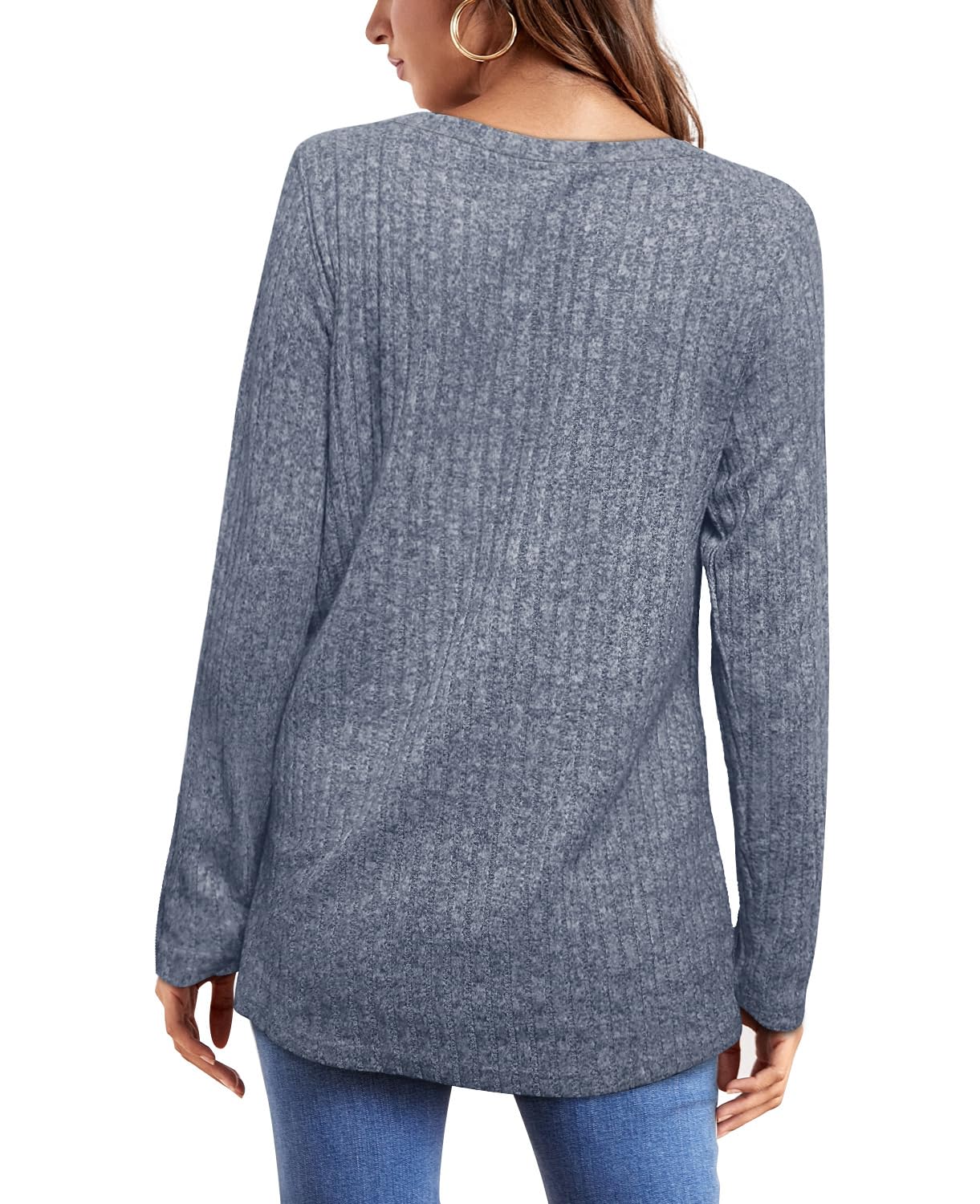 OFEEFAN Long Sleeve Shirts for Women Loose Fit Crew Neck Tunic Tops Blouse Dressy Casual Fall Winter Clothes Outfits