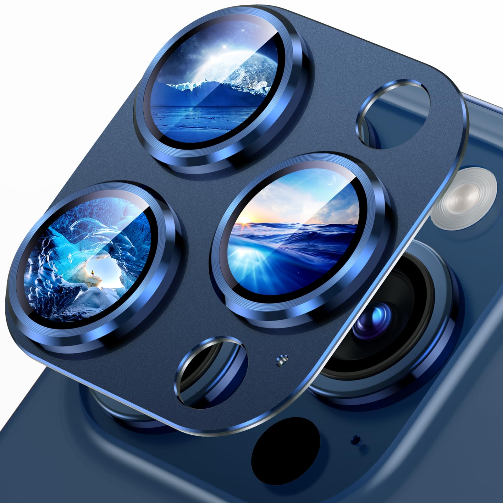 Uyiton Compatible with iPhone 17 Camera Lens Protector - [Not Easy to Break][Strong Adsorption][Case-Friendly] Metal Tempered Glass Rear Camera Screen Cover - Black